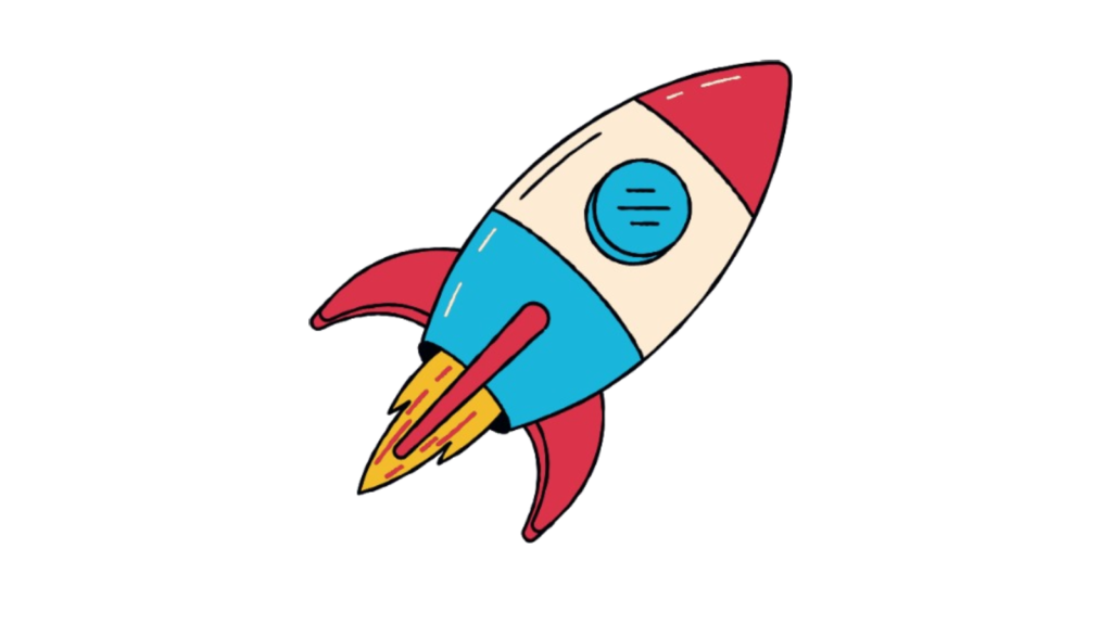 Illustration of a rocket launching, representing a localized game release