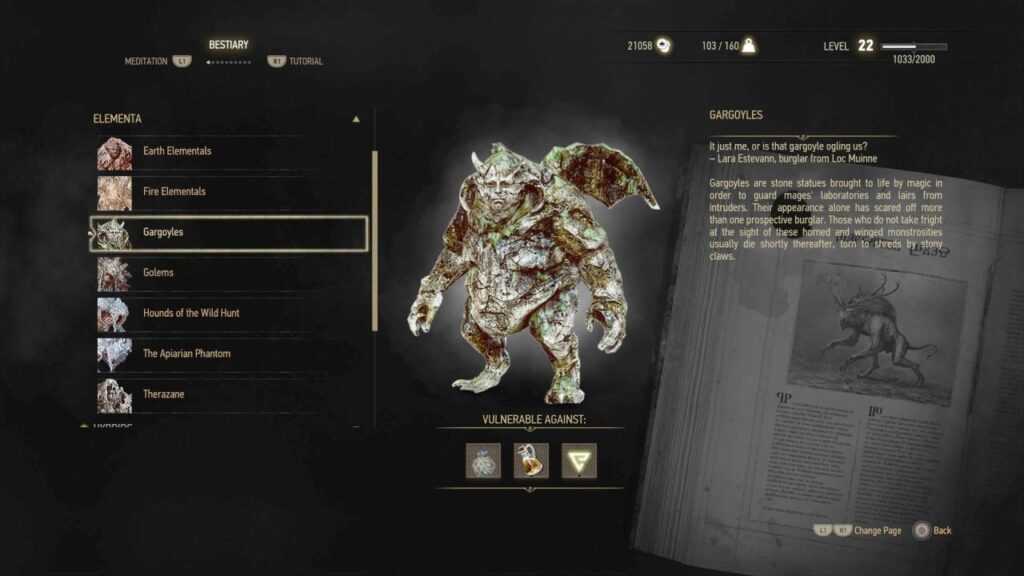 A list of monsters in an RPG game